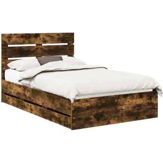 vidaXL Estructura De Cama Roble Ahumado 135 X 190 Cm Madera Ingenieril Vidaxl