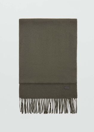 Mango Sciarpa tinta unita frange kaki - Uomo - Taglia unica - MANGO MAN