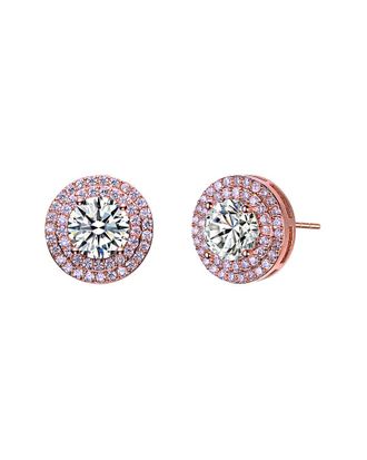 Genevive 14K Rose Gold Vermeil CZ Studs