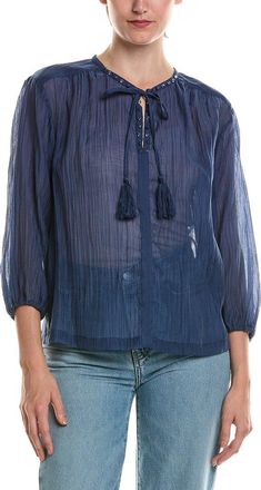 Vince Camuto Split Neck Peasant Blouse