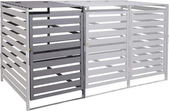 Hhg Extensi&oacute;n De Tapa De Cubo De Basura Xl 1pc/2pc Hhg-714, Caja De Cubo De Basura, 114x67x97cm Madera Maciza, Gris Claro