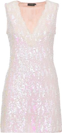 Miss Bikini Glamorous Pink Sequin-Embellished Mini Dress With Lace Trim