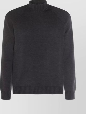 Zanone high neck raglan sweater with ribbed cuffs and hem