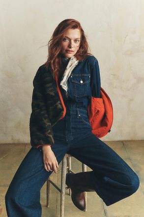 The Great. Reversible Plush Bomber Jacket