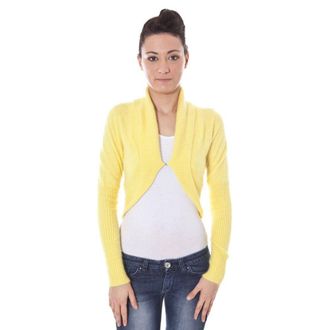 Datch Cropped Gebreide Cardigan Geel Cropped Trui