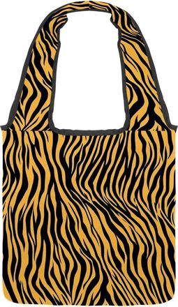 Generic Orange Zebra Stripes Reversible Canvas Shoulder Tote - Double-Sided Print, 12oz Cotton, 27cm Drop, Fold-Flat Bag for Travel, Shopping, Street Outings