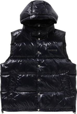 A Bathing Ape Line Camo Debossed Nylon Down Vest Black 1K80-144-306-BLK