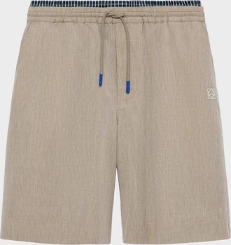 Loewe Men & apos;s Layered-Waistband Cotton-Wool Blend Shorts