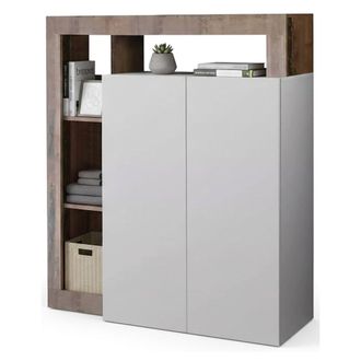 Dmora Dmora Aparador De Dise&ntilde;o Moderno Con 2 Puertas Y Estantes, Mueble De Almacenamiento, Buffet De Cocina, Aparador Made In Italy, 108x42h127 Cm, Color Bl