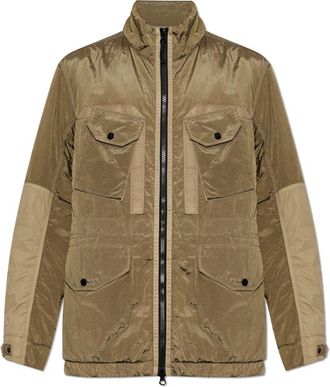 Stone Island Ge&iuml;soleerd jack met patch - Heren - Zomerjassen - Groen - M - Leer - Jassen