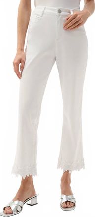 Joseph Ribkoff Denim Straight Crop Jeans With Lace Appliqu&eacute; In White