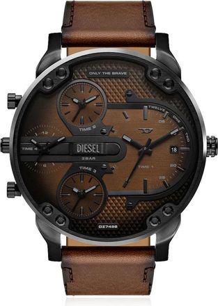 Diesel Mr Daddy Slim Horloge - Heren - Horloges - Bruin - ONE Size - Leer - Accessoires