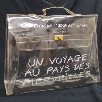 Herm&egrave;s Kelly Souvenir Bag Vinyl Clear Plastic Handbag (Pre-Owned)