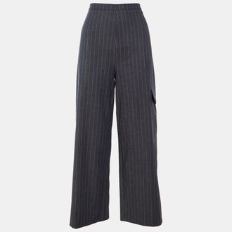 Ganni Ganni Grey Striped Crepe Trousers