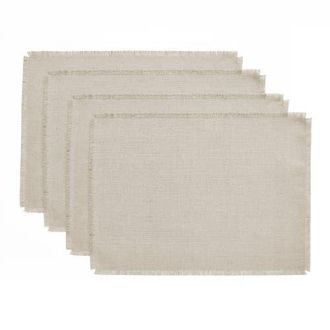Solino Home Linen Placemats Set of 4, 14 x 19 Inch for Dining Table, Holiday and Everyday Table Decor - Fringe in Natural at Nordstrom, Size Medium