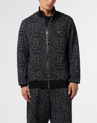 Philipp Plein Jacquard Tracksuit Jacket Monogram Men in Black at Nordstrom, Size Xx-Large