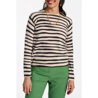 Frances Valentine Honey Crewneck Painterly Stripe in Black/oyster at Nordstrom, Size X-Small