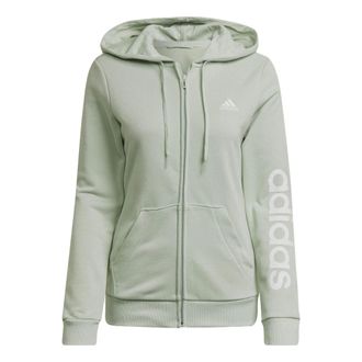 adidas (WMNS) adidas Logo Full-Zip Hoodie Linen Green HK9662