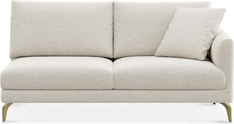 Castlery Lena Right Arm 2 Seater Sofa Customized, (Performance Classic Twill) Cream (Brass Legs), Spill Resistant, Removable Covers for Sofas by Castlery
