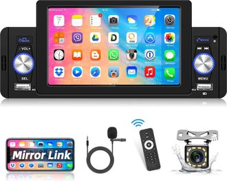 OEM Autorradio 1 Din Con Bluetooth, Pantalla De 5 Pulgadas, Soporte Para Pantalla, Receptor Mp5, Mirror Link, Radio Fm, Control Remoto, Controles En El Vo