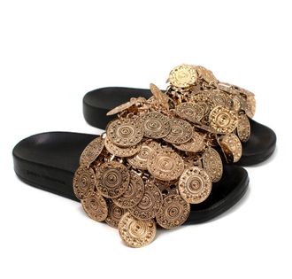 Paco Rabanne Tresor embellished leather slides Size 36