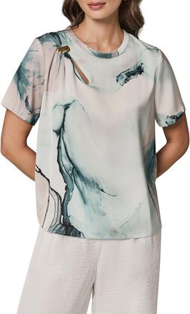 DKNY Hardware Detail Short Sleeve Top in Skylight Multi at Nordstrom, Size X-Large