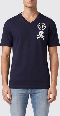 Philipp Plein T-shirt in cotone con scollo a V e logo Monogram