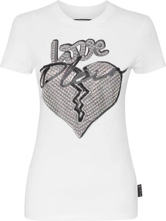 Philipp Plein T-shirt Ronde Hals Pure Fit - Dames - T-shirts - Wit - L - Katoen - Tops