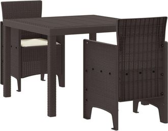 vidaXL Garden Dining Set 3 pcs Brown Polt rattan Vidaxl