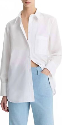 Vince Cotton Relaxed Straight Shirt In Optic White