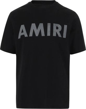 Amiri Tops, Heren, Zwart, S, Katoen, Zwarte Katoenen Logo T-shirt