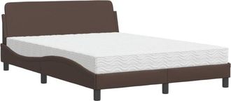 vidaXL Vidaxl - Cama Con Colch&oacute;n Cuero Sint&eacute;tico Marr&oacute;n 140x200 Cm