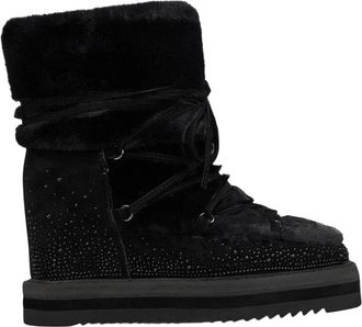 Alma En Pena Lace-up Fur Bootie - Dames - Winterlaarzen - Zwart - 40 EU - Schoenen