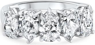 Pompeii3 2 - 6 Ct Pear Diamond 5-Stone Wedding Ring 14k Gold Lab Grown