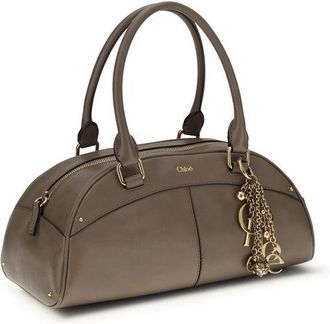 Chlo&eacute; Womens Bowling Shoulder Bag Gray Calf Leather Bos