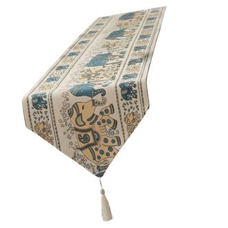OEM Elegante Camino De Mesa Con Estampado Tribal De Elefantes, Tela - 35x300cm