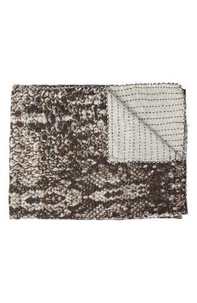 Taj Vintage Cotton Kantha Throw Blanket in Multi Grey at Nordstrom Rack
