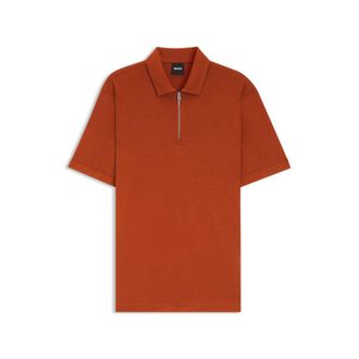 BOSS Piqu&eacute; polo shirt with zip neck