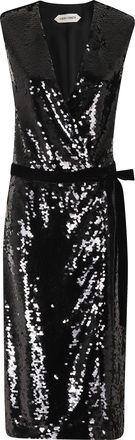 Alberta Ferretti Shimmering Sequins Velvet Belt Mini Dress