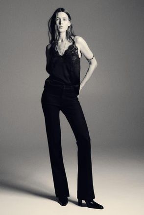 H&M Flared High Jeans in Denim Black at Nordstrom, Size 16