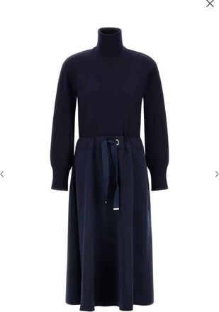 Herno Womens Wool Jersey Turtleneck Dress In Navy