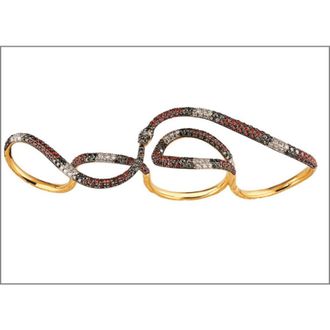 Gucci Ouroboros Ladies 18k Yellow Gold Diamond Multifinger Ring