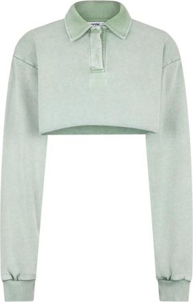 GCDS Cropped poloshirt met gewassen effect - Dames - Polos - Groen - M - Katoen - Tops