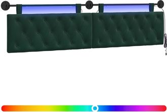 vidaXL Cabecero Colgante Con Luz Led Verde Oscuro Terciopelo Vidaxl