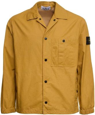 Stone Island Dubbel gecoat katoenen ripstop overshirt - Heren - Zomerjassen - Geel - M - Katoen - Jassen