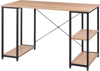 Woltu Woltu Scrivania Con Libreria Scrivania Per Computer In Acciaio Tavolo Da Lavoro Pc Rovere Chiaro+nero