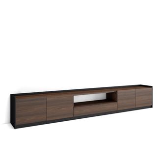 Skraut Home Skraut Home - Mueble Tv, Televisi&oacute;n, 310x37x50cm, Para Tv Hasta 80, Roble Oscuro Y Negro