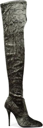 Saint Laurent Talia Dijhoge Laarzen - Dames - Over de knie laarzen - Groen - 40 EU - Leer - Schoenen