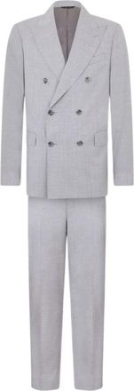 Brooks Brothers Double Breasted Weave Virgin Wool Suit - Heren - Business pakken - Grijs - XL - Kostuums