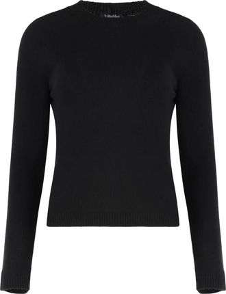 Max Mara Round-neck Knitwear, female, Black, S, Damasco Crew-neck Jumper